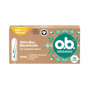 o.b. Organic Normal, Tampons aus 100 prozent Bio Baumwolle, 16 Stueck